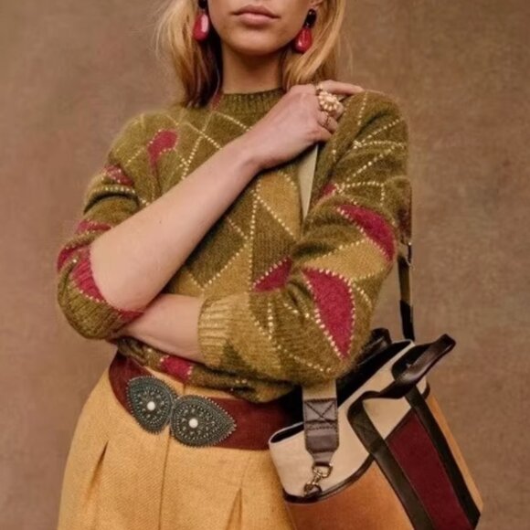 Sezane Sweaters - NWT Sezane Antoine Jumper - Multico/Gold French Knit Sweater Causal